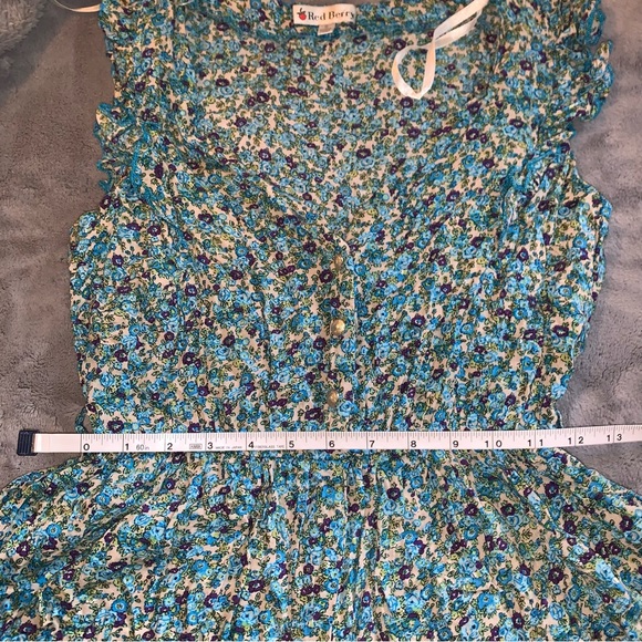 Red Berry Romper Floral Ruffle - Picture 5 of 13